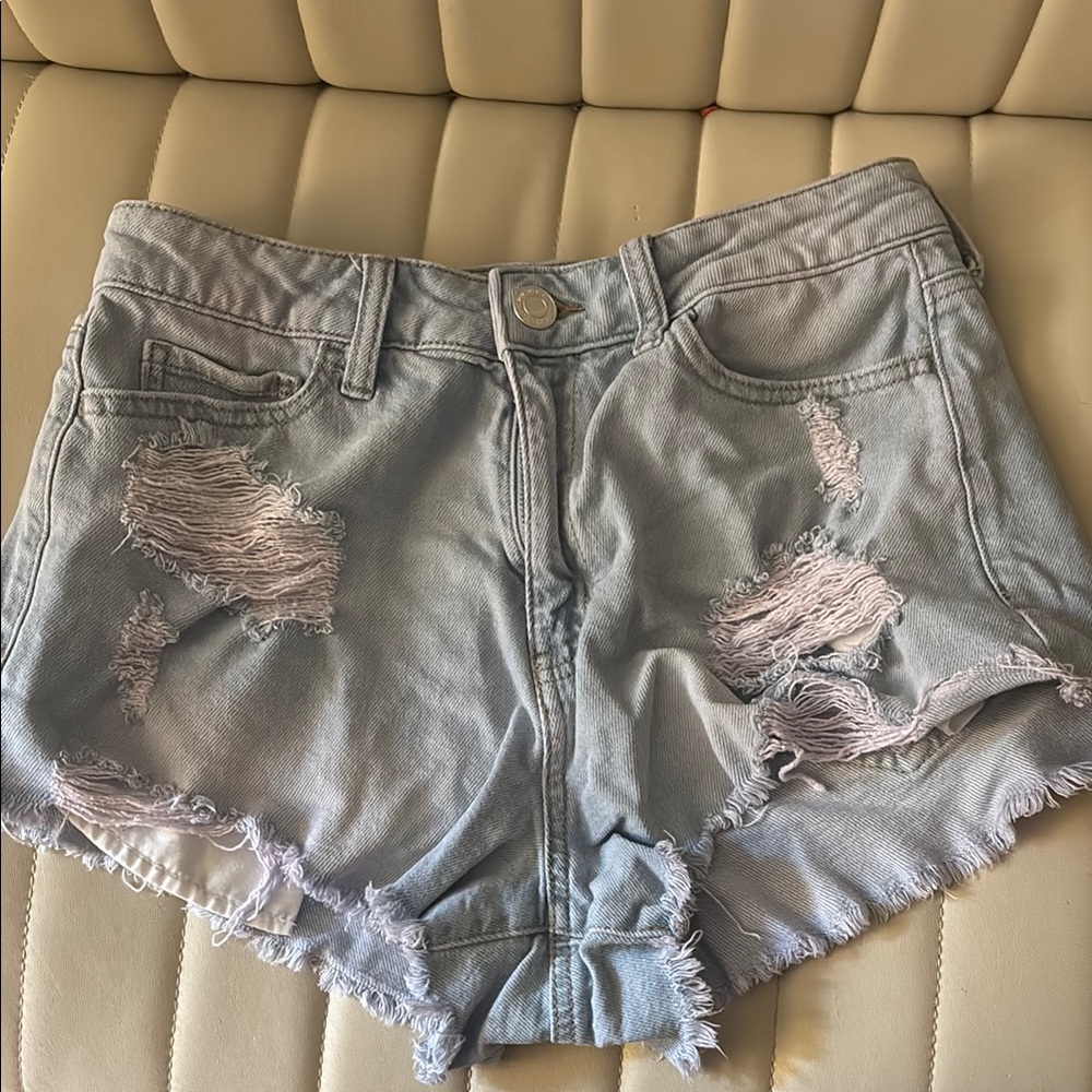 SO Light Blue Distressed Jean Shorts